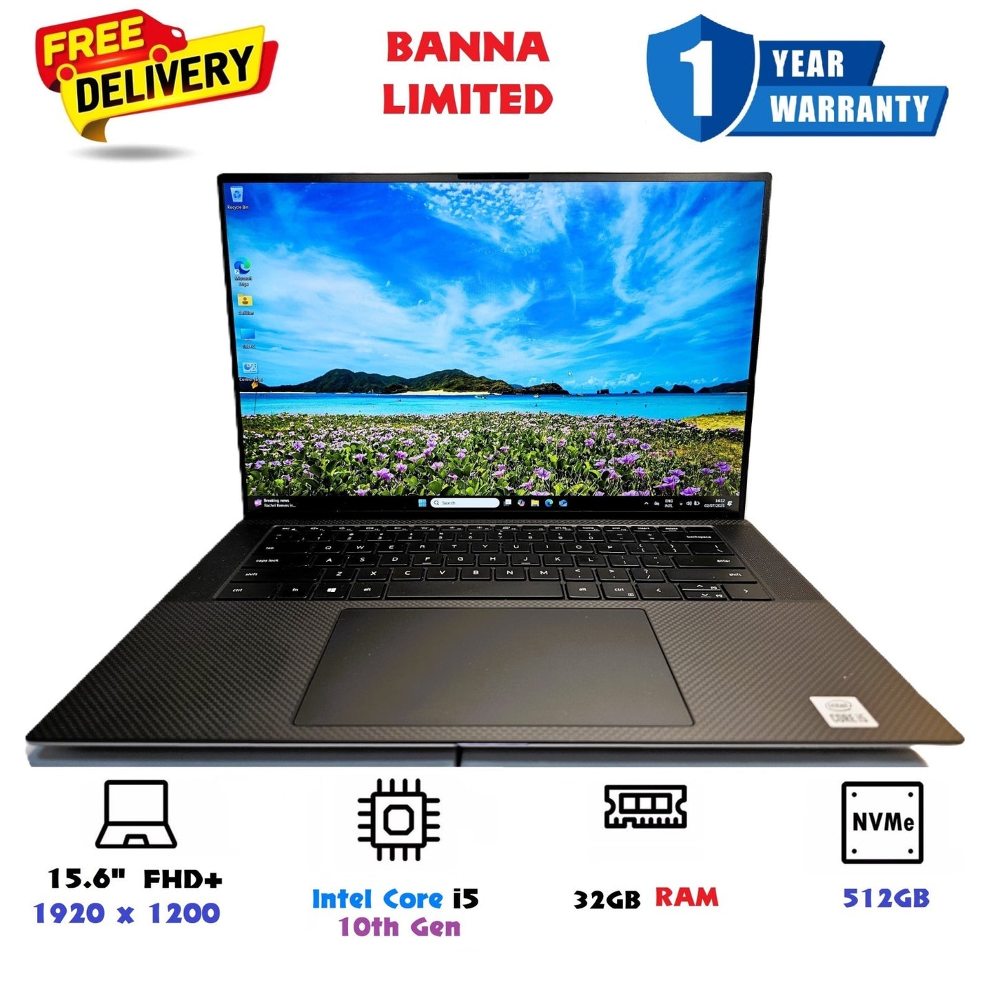 Dell Precision 5550 Core i5 10th Gen 512GB/1TB/2TB 15.6" Full HD+ Laptop Win 11