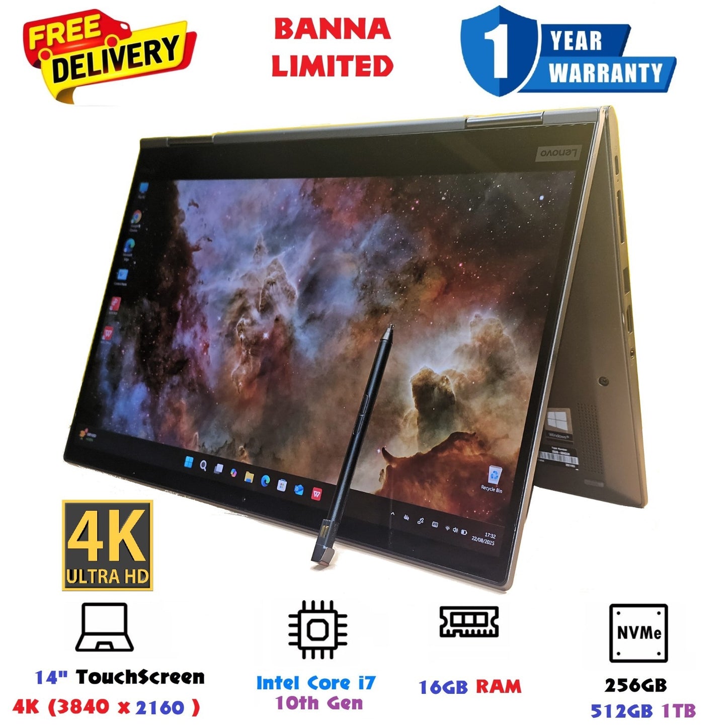 Lenovo ThinkPad X1 Yoga 4k 2in1 14" 4K Touch (3840x2160) 360 i7 16GB 256/512/1TB